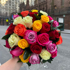 Hand-Tied Bouquet of Roses (mixed colored)